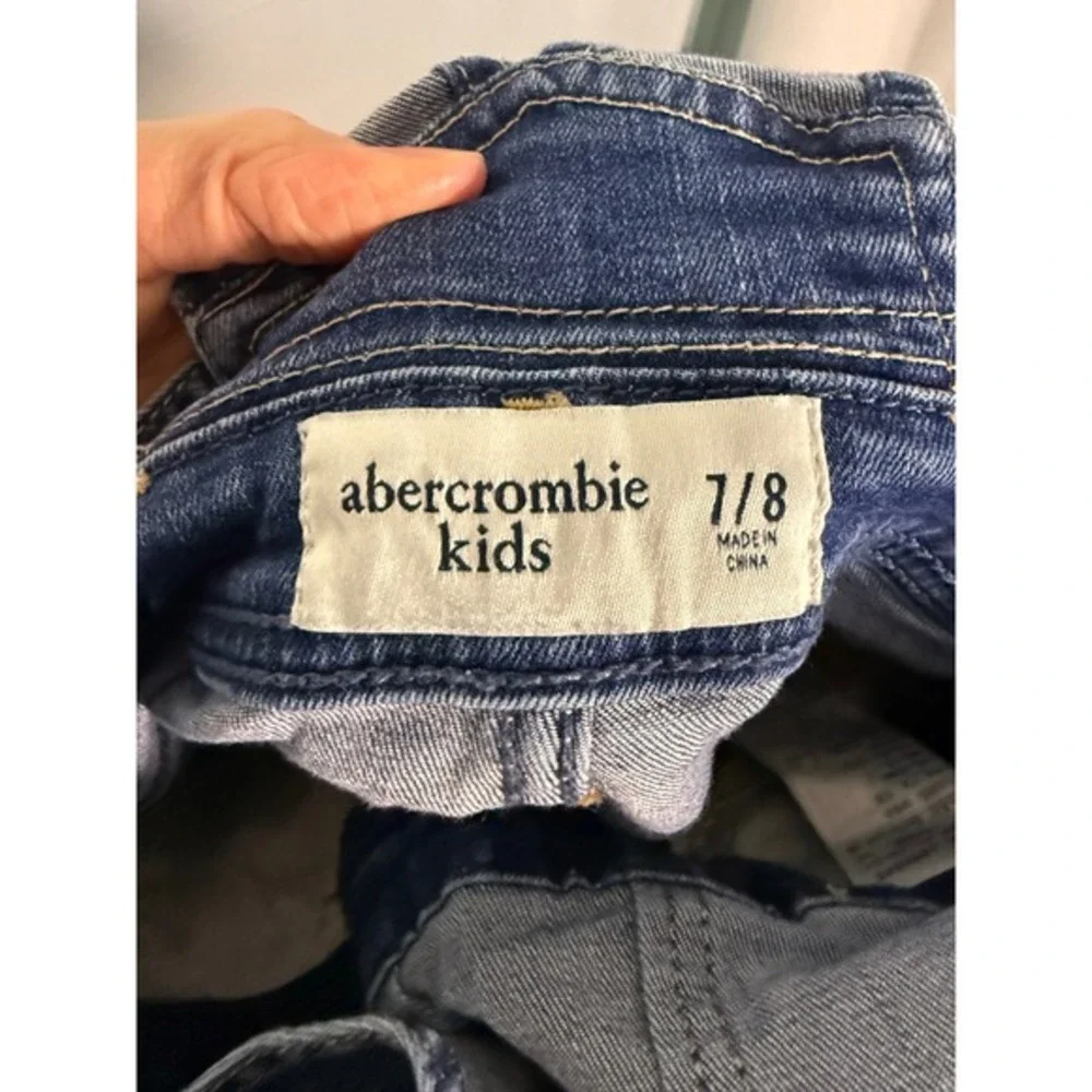 Abercrombie Kids Denim Overalls Kids Blue Distressed Stretch Medium Wash‎